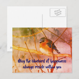Cartão postal de arte da natureza do pássaro azul 