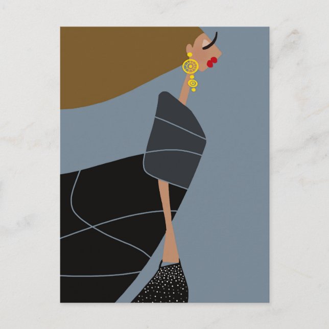 Cartão Postal de Arte de Moda Glam de Estilo Moder (Frente)