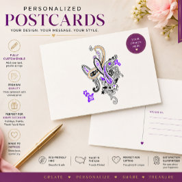 Cartão postal de arte de paisley roxo elegante