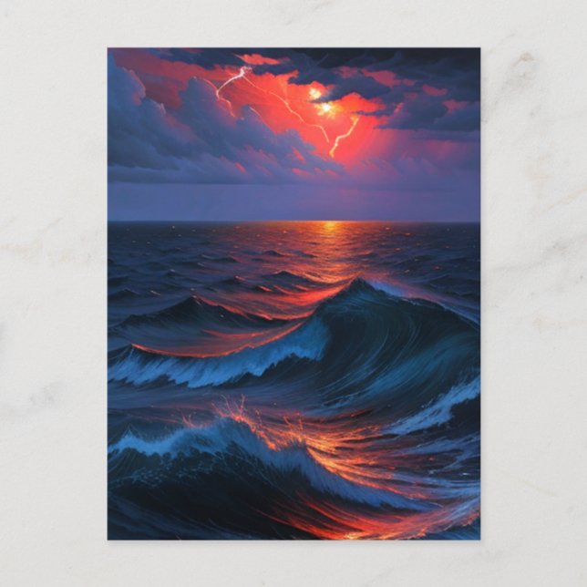 Cartão postal de arte de tempestade no mar (Frente)