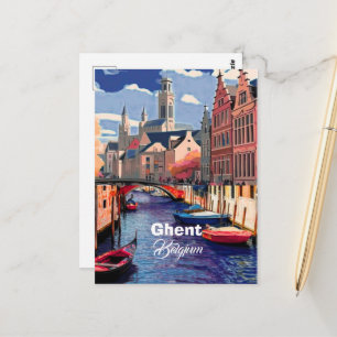 cartão postal de arte de viagem de Gante Bélgica,