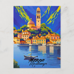 Cartão postal de arte de viagem de Kotor Montenegr