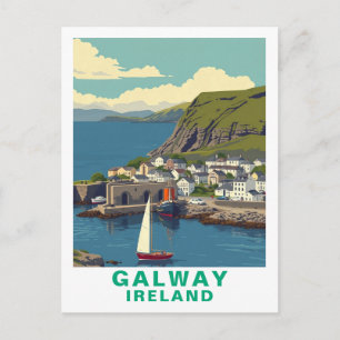 Cartão postal de arte de viagem retro Galway Irlan