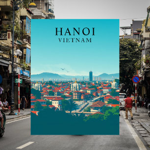 Cartão postal de arte de viagem vintage de Hanói,