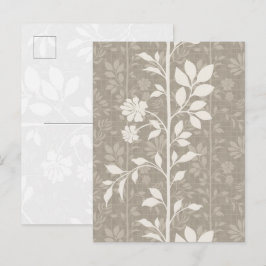Cartão postal de arte de videira floral bege neutr