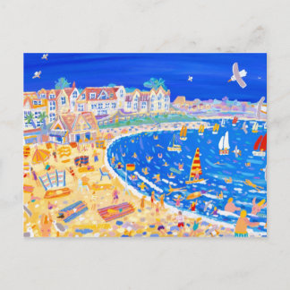 Cartão postal de arte: Divertido na praia. praia d