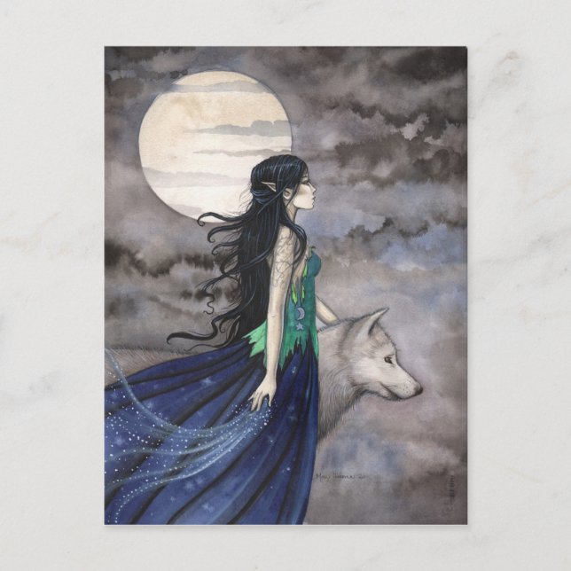 Cartão Postal de Arte Fantasia Noite do Lobo (Frente)