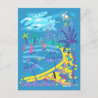 Cartão postal de arte: Larvotto Beach Mônaco — Des