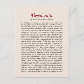 Cartão Postal de Arte Mini do Poema Desiderata