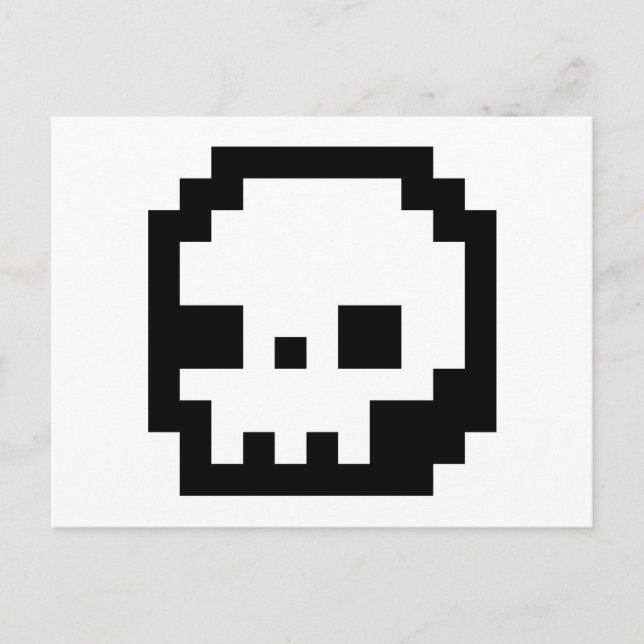 Cartão postal de arte pixel Skull 8-Bit (Frente)