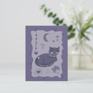 Cartão postal de arte popular com gatos noturnos c