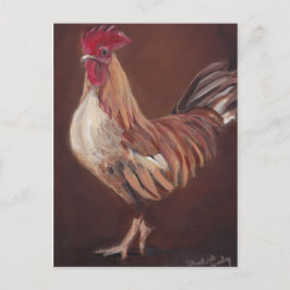Cartão postal de Arte Rooster Dourado e Vermelho