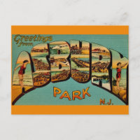 Cartão postal de Asbury Park NJ Vintage Greetings