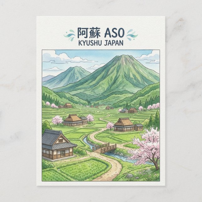 Cartão postal de Aso, Japão (Frente)