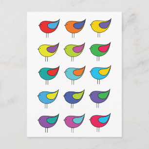 Cartão postal de aves diferentes