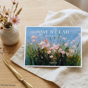Cartão postal de aviso de data de casamento com ar
