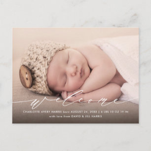 Cartão postal de aviso de nascimento de fotografia