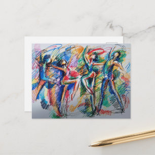 Cartão Postal de Bailarinos Abstratos Ritmo de Mov