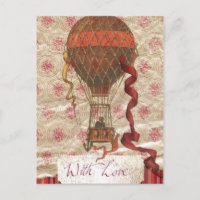 Cartão Postal de Balão de Ar Quente Com Amor