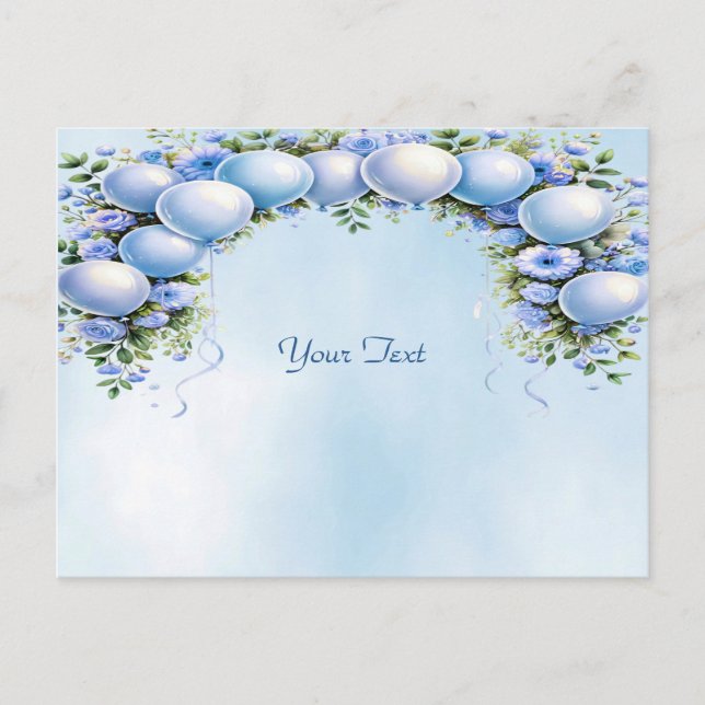 Cartão postal de balões azuis (Frente)