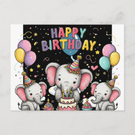 Cartão postal de balões em forma de elefante e cor