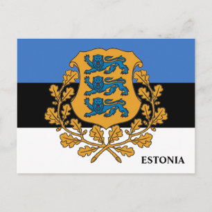 Cartão postal de bandeira e Casaco de armas da Est