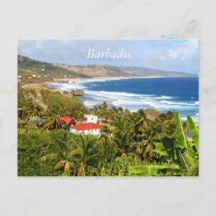 Cartão postal de Barbados, Oceano, árvores tropi