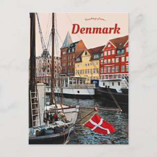 Cartão postal de barcos em Copenhague Dinamarca