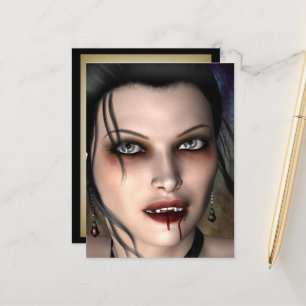 Cartão postal de beleza com vampiro escuro