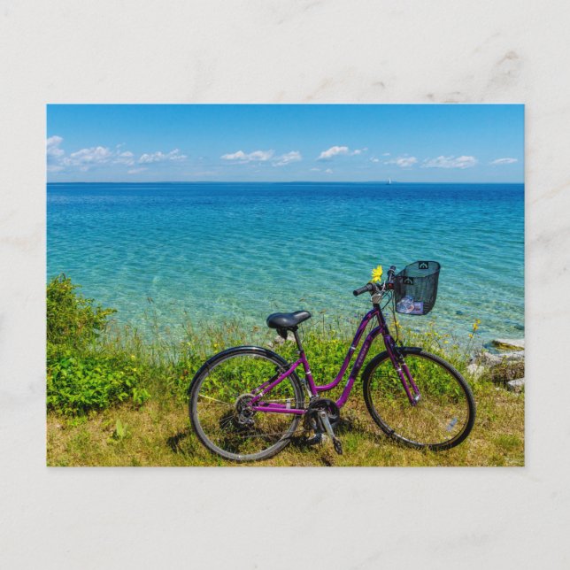 Cartão postal de bicicleta da ilha Mackinac (Frente)
