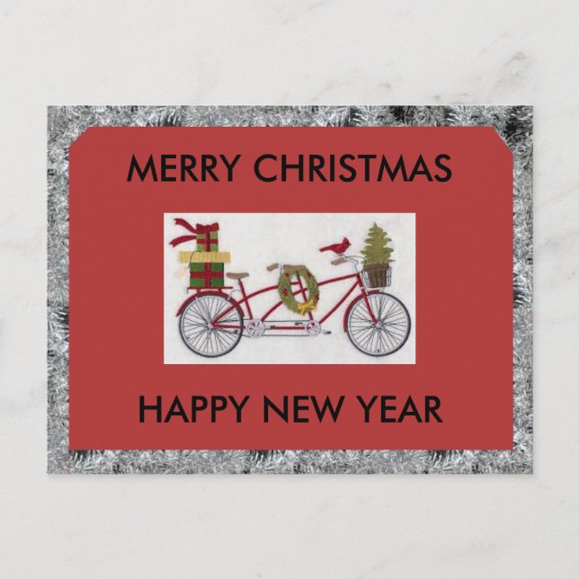 CARTÃO POSTAL DE BICICLETA DE NATAL MERRY (Frente)
