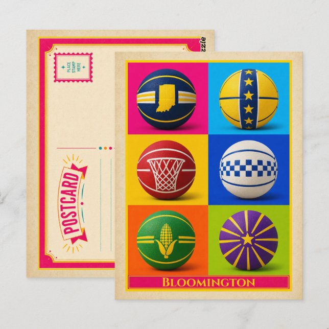 Cartão Postal de Bloomington Indiana Basquete Vint (Frente/Verso)