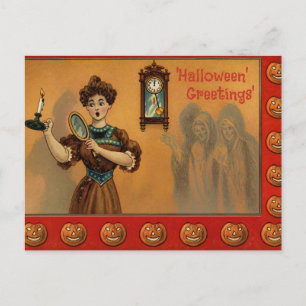 Cartão postal de Boas Festas de Halloween Vintage,