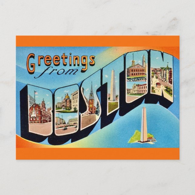 Cartão Postal de Boas-Vindas Retro Boston (Frente)