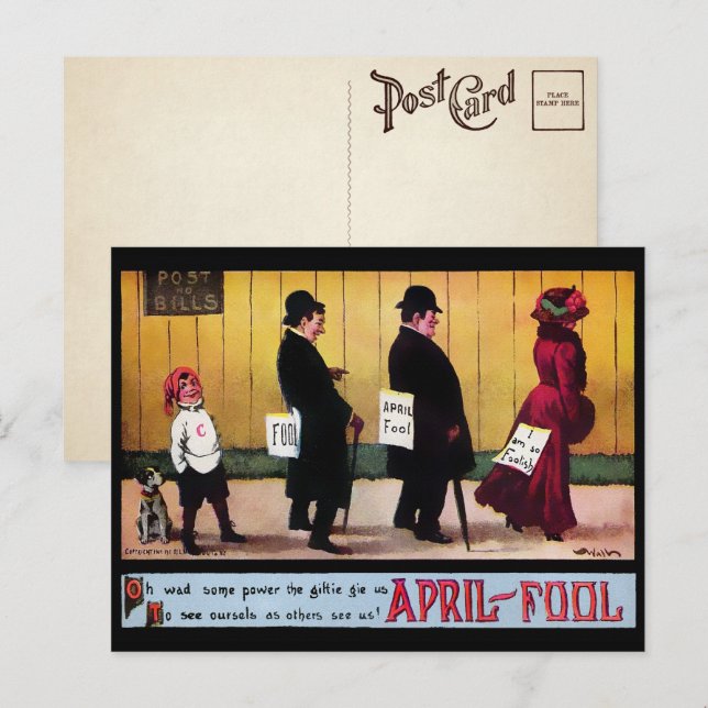 Cartão postal de bobos de abril vitoriano (Frente/Verso)