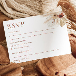 Cartão postal de Boho Rust Terracotta Wedding RSVP