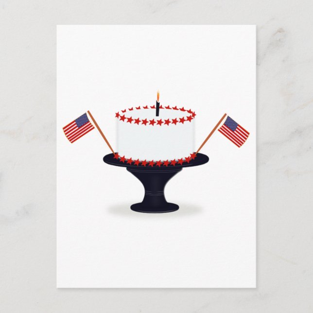 Cartão postal de Bolo de Aniversário do dia 4/4 de (Frente)