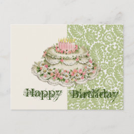 Cartão Postal de Bolo de Aniversário Vintage