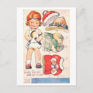 Cartão Postal de Boneca de Papel Antiga--Dolly Dim