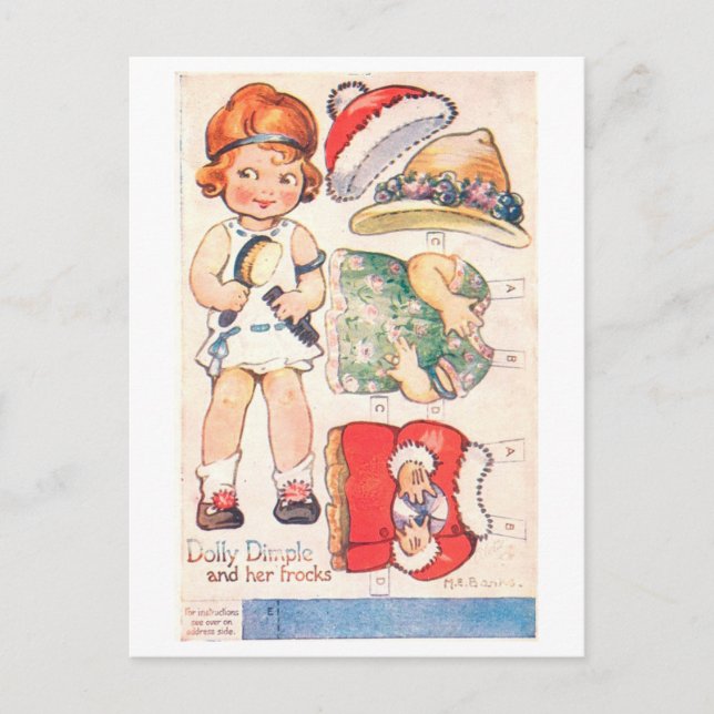 Cartão Postal de Boneca de Papel Antiga--Dolly Dim (Frente)