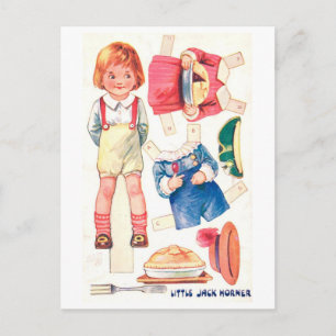 Cartão Postal de Boneca de Papel Antiga - Jack Hor