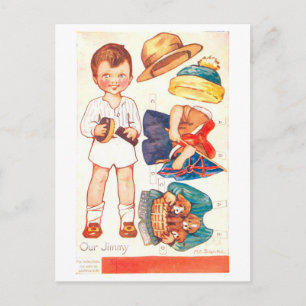 Cartão Postal de Boneca de Papel Antiga - Nosso Ji