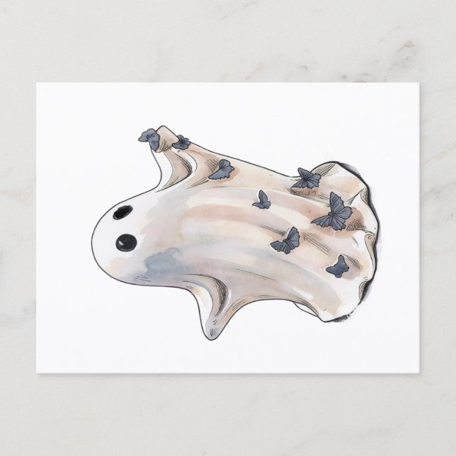 cartão postal de borboleta fantasma de Halloween (Frente)