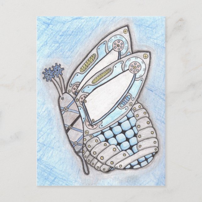 Cartão Postal de Borboleta Steampunk (Frente)