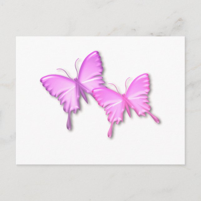 Cartão Postal de Borboletas Cor-de-Rosa (Frente)