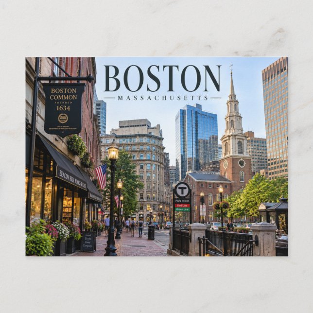 Cartão postal de Boston, Massachusetts (Frente)