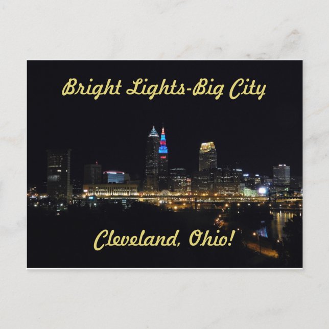 Cartão postal de Bright Lights Cleveland Ohio (Frente)