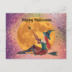 Cartão postal de bruxa de Halloween de Gengibre po