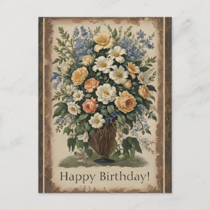 Cartão postal de buquê de flores antiquado