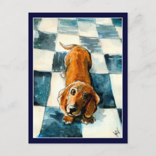 Cartão postal de cachorro Dachshund fofo